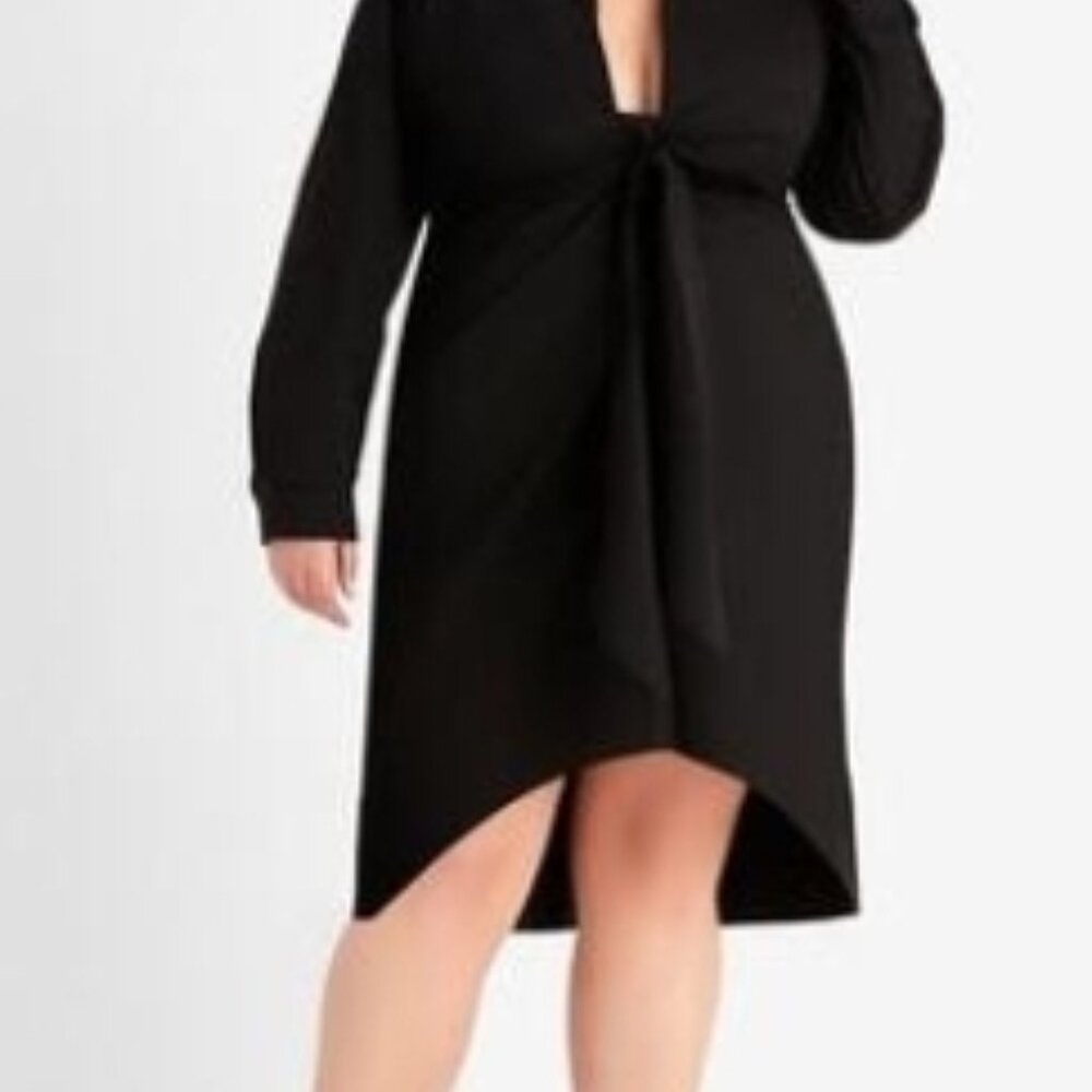 ASHLEY STEWART PLUS SIZE FRONT HI LOW SHIRTDRESS |  SIZE 32 | BLACK